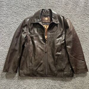 Vintage Andrew Marc New York Leather Bomber Jacket Full Zip Brown Size Medium